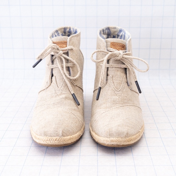 TOMS Desert Burlap Wedge Bootie - Size 8.5 - Picture 3 of 9